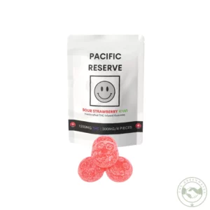 1200mg THC Sour Strawberry Kiwi Gummies with package